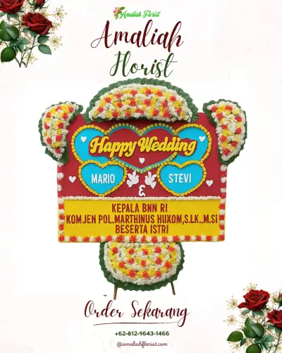Karangan Papan Bunga Pernikahan di Gadungan